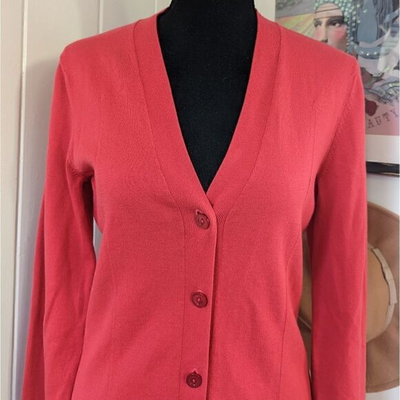 Brooks Brothers 💯% Supima Cotton Cardigan SM Tomato Girl Preppy Chic Heritage - Picture 3 of 9